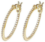 Image of ELLE Jewelry - 24 x 20mm Gold Plated Sterling Silver Inside Out CZ Hoop Earrings