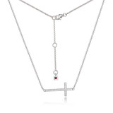 Image of ELLE Jewelry - HUMANITY Sterling Silver 16 in. + 2 in. Micro Pave CZ Cross Necklace