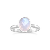 Image of Faceted Moonstone Stackable Ring 925 Sterling Silver