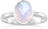 Image of Faceted Moonstone Stackable Ring 925 Sterling Silver