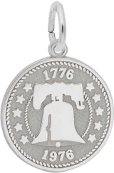 Image of Flat Liberty Bell Charm (Choose Metal) by Rembrandt