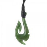 Image of Genuine Jade Fish Hook Pendant (Green or Black) (HNW-3750)