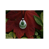 20mm Natural Untreated Nephrite Jade & Bone Bear Paw Design Pendant w/ Cord