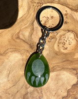 30mm Natural Untreated Nephrite Jade Bear Paw Keychain
