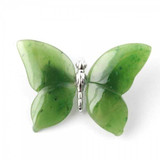 Image of Genuine Natural Nephrite Jade Butterfly Pin Sterling Silver