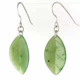 Image of Genuine Natural Nephrite Jade Dainty Curled Leaf Earrings