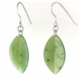 27mm Natural Untreated Nephrite Jade Dainty Curled Leaf Earrings