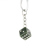 17mm Natural Untreated Nephrite Jade Dice Keychain