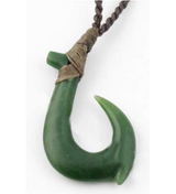 Image of Genuine Natural Nephrite Jade Fish Hook Pendant Necklace 3581