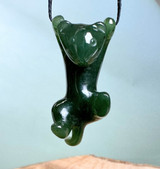 Natural Untreated Nephrite Jade Hanging Cat Necklace Adorable Kitty