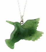 Image of Genuine Natural Nephrite Jade Hummingbird Pendant