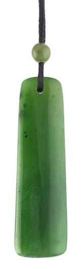 Image of Genuine Natural Nephrite Jade Rectangle Drop Pendant Necklace On Cord