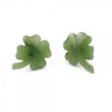 Image of Genuine Natural Nephrite Jade Shamrock Stud Earrings