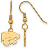 Image of Gold Plated 925 Silver Kansas State University XSmall Earrings LogoArt GP006KSU
