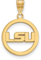 Image of Gold Plated 925 Silver Louisiana State University Sm Pendant Circle by LogoArt