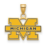 Image of Gold Plated 925 Silver Michigan (University Of) Sm Blue Enamel Pendant LogoArt