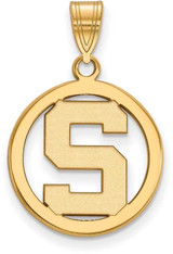 Image of Gold Plated 925 Silver Michigan State University Sm Pendant Circle by LogoArt