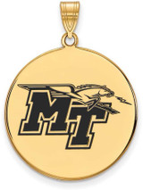 Image of Gold Plated 925 Silver Middle Tennessee State U XL Enamel Disc Pendant LogoArt