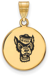 Image of Gold Plated 925 Silver North Carolina State U Medium Enamel Disc Pendant LogoArt