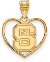 Image of Gold Plated 925 Silver North Carolina State University Pendant Heart by LogoArt
