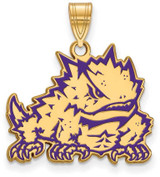 Image of Gold Plated 925 Silver Texas Christian University Large Pendant LogoArt GP027TCU
