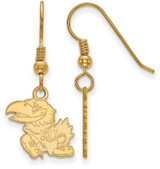 Image of Gold Plated 925 Silver University of Kansas Sm Dangle LogoArt Earrings GP007UKS
