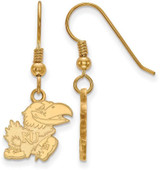 Image of Gold Plated 925 Silver University of Kansas Sm Dangle LogoArt Earrings GP070UKS