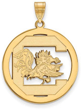 Image of Gold Plated 925 Silver University of South Carolina L Pendant Circle by LogoArt