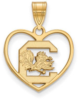 Image of Gold Plated 925 Silver University of South Carolina Pendant Heart LogoArt GP017
