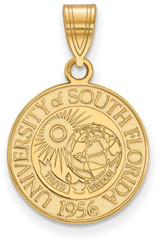 Image of Gold Plated 925 Silver University of South Florida Medium Crest Pendant LogoArt