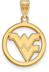 Image of Gold Plated 925 Silver West Virginia University Sm Pendant Circle by LogoArt