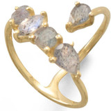 Image of Gold Plated Labradorite Unique Wrap Ring 925 Sterling Silver