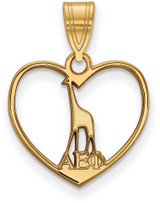 Image of Gold Plated Sterling Silver Alpha Epsilon Phi Heart Pendant by LogoArt GP040AEP