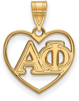 Image of Gold Plated Sterling Silver Alpha Phi Heart Pendant by LogoArt (GP008APH)