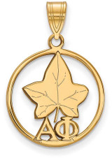 Image of Gold Plated Sterling Silver Alpha Phi Small Circle Pendant by LogoArt (GP041APH)