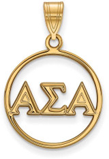 Image of Gold Plated Sterling Silver Alpha Sigma Alpha Sm Circle Pendant LogoArt GP011ASI