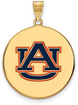 Image of Gold Plated Sterling Silver Auburn University XL Enamel Disc Pendant by LogoArt