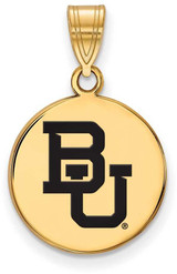 Image of Gold Plated Sterling Silver Baylor University Medium Enamel Disc LogoArt Pendant