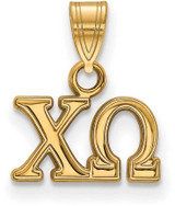 Image of Gold Plated Sterling Silver Chi Omega Small Pendant by LogoArt (GP002CHO)