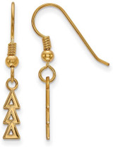 Image of Gold Plated Sterling Silver Delta Delta Delta Small Dangle Earrings by LogoArt