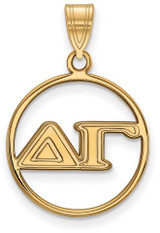 Image of Gold Plated Sterling Silver Delta Gamma Small Circle Pendant by LogoArt GP011DG