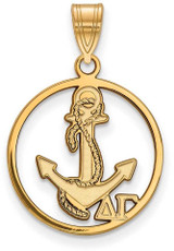 Image of Gold Plated Sterling Silver Delta Gamma Small Circle Pendant by LogoArt GP041DG