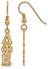 Image of Gold Plated Sterling Silver Delta Phi Epsilon Dangle Medium Earrings by LogoArt