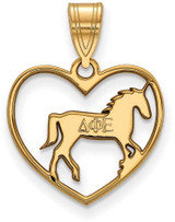 Image of Gold Plated Sterling Silver Delta Phi Epsilon Heart Pendant by LogoArt GP040DPH