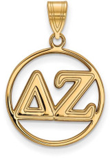 Image of Gold Plated Sterling Silver Delta Zeta Small Circle Pendant by LogoArt (GP011DZ)