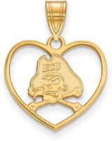Image of Gold Plated Sterling Silver East Carolina University Pendant Heart LogoArt GP013