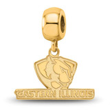Image of Gold Plated Sterling Silver Eastern Illinois U Small Dangle Bead by LogoArt