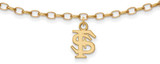 Image of Gold Plated Sterling Silver Florida State University Anklet by LogoArt