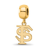 Image of Gold Plated Sterling Silver Florida State University Small Bead LogoArt GP036FSU