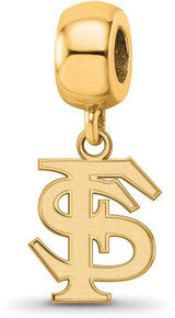 Image of Gold Plated Sterling Silver Florida State University Small Bead LogoArt GP036FSU